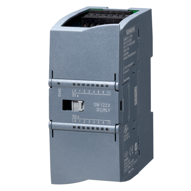 SIMATIC S7-1200, E/S digitales SM 1223, 8 DI/8 DO, 8 DI DC 24V, Sink/Source, 8 DO, Transistor 0,5 A